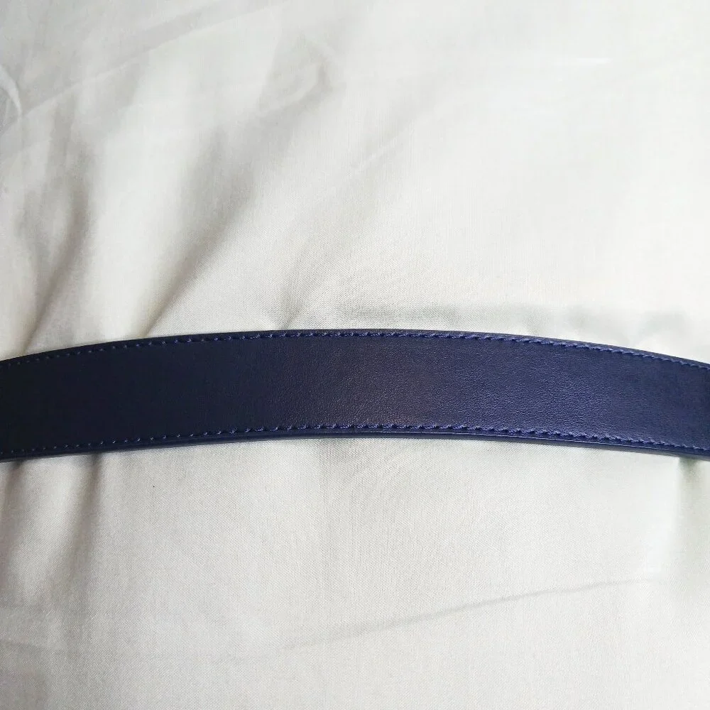 Talbot Women's Belt Size S Blue Leather Gold Metal